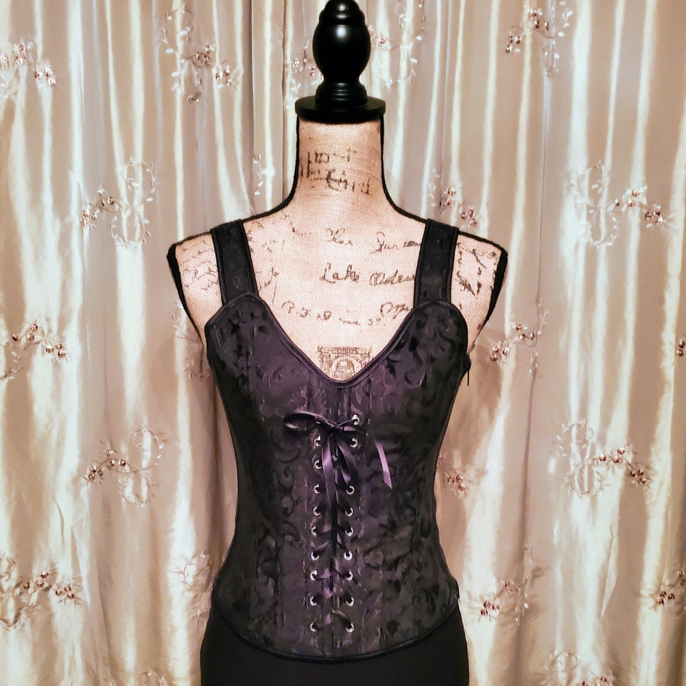 Black satin corset
